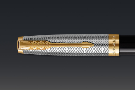 Pióro wieczne Sonnet Premium Metal & Black GT (F) 18K z grawerem