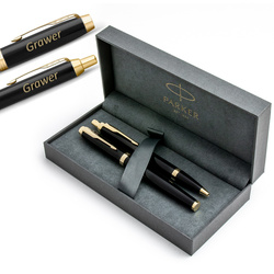 Zestaw Parker IM Black GT – Pióro Wieczne i Długopis z Grawerem w Eleganckim Pudełku