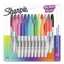 Markery permanentne Sharpie Fine Glam Pop 34 kolory - 2198891