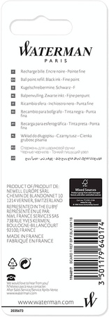 Wkład do długopisu Waterman Standard Czarny (F) - 1964017