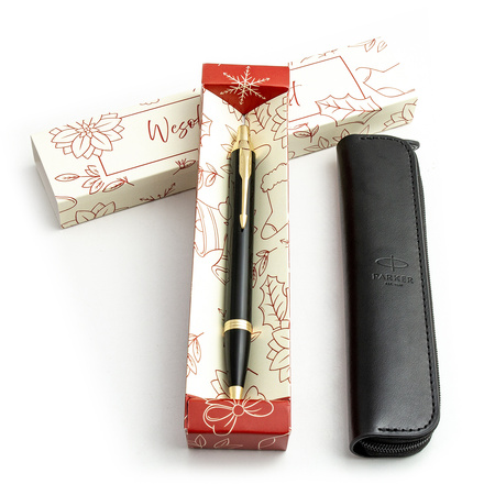Zestaw Długopis Parker IM Black GT z grawerem + Etui / Prezent na święta