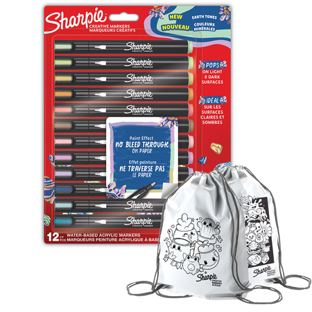 Zestaw Sharpie marker akrylowy 12 sztuk Kolory Ziemi z workiem do malowania