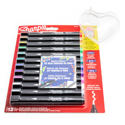 Zestaw Sharpie Markery akrylowe 12 kolorów z sercem do kolorowania