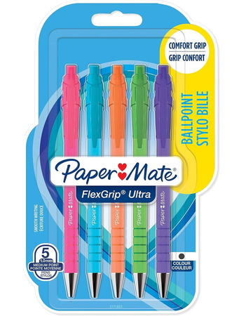 Długopis automatyczny Paper Mate Flexgrip Bright czarny 5 szt. - 2171853