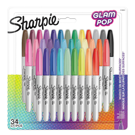 Markery permanentne Sharpie Fine Glam Pop 34 kolory - 2198891