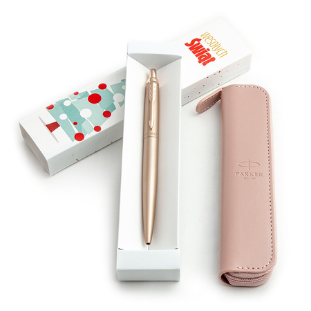 Zestaw Długopis Parker Jotter Monochrome XL Różowy PGT z grawerem + Etui / Na święta