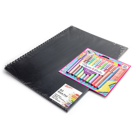 Flamastry Paper Mate Flair Retro 12 sztuk z blokiem z czarnymi kartkami A3