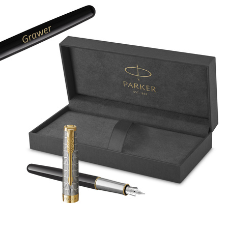 Pióro wieczne Sonnet Premium Metal & Black GT (F) 18K z grawerem