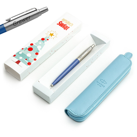 Zestaw Długopis Parker Jotter Originals Niebieski BLUE DENIM z grawerem + Etui / Prezent na święta