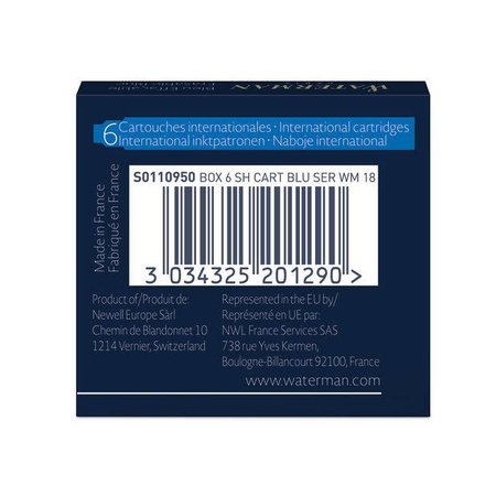 Naboje atramentowe Waterman International Niebieski Floryda - S0110950