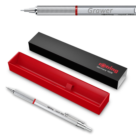 Rotring Rapid Pro precyzyjny ołówek 0,7 srebrny z grawerem