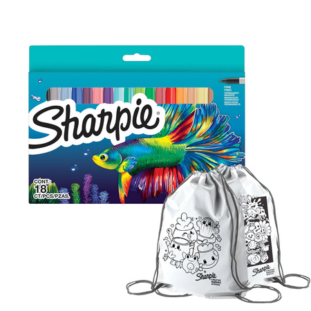Zestaw Sharpie Fine 18 kolorów z workiem do malowania
