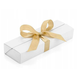Pudełko białe na długopisy ze złotą kokardką