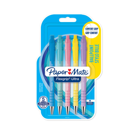 Długopis Paper Mate Flexgrip Ultra Pastel RT 1,0mm Niebieski 5 szt. - 2162277