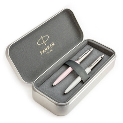 Zestaw prezentowy długopis Parker Jotter Originals Perłowy i Różowy w metalowym etui