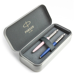 Zestaw prezentowy długopis Parker Jotter Originals Różowy i Niebieski z metalowym etui