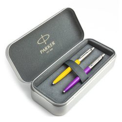 Zestaw prezentowy długopis Parker Jotter Originals Żółty i Fioletowy z metalowym etui