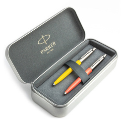 Zestaw prezentowy długopis Parker Jotter Originals Żółty i Koralowy z metalowym etui