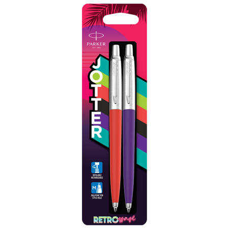 2 x Długopis Parker Jotter Originals 80's Retro Wave czerwony + fioletowy - 2186314