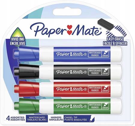 Marker suchościeralny PaperMate 4-pak MIX chisel