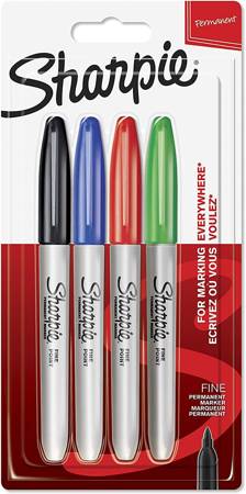 Markery Sharpie Fine 4 kolory (czarny, niebieski, czerwony, zielony)