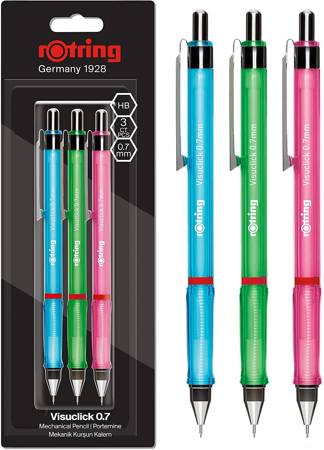 Ołówek automatyczny Rotring Visuclick TRIO 0.7mm Niebieski Różowy Zielony